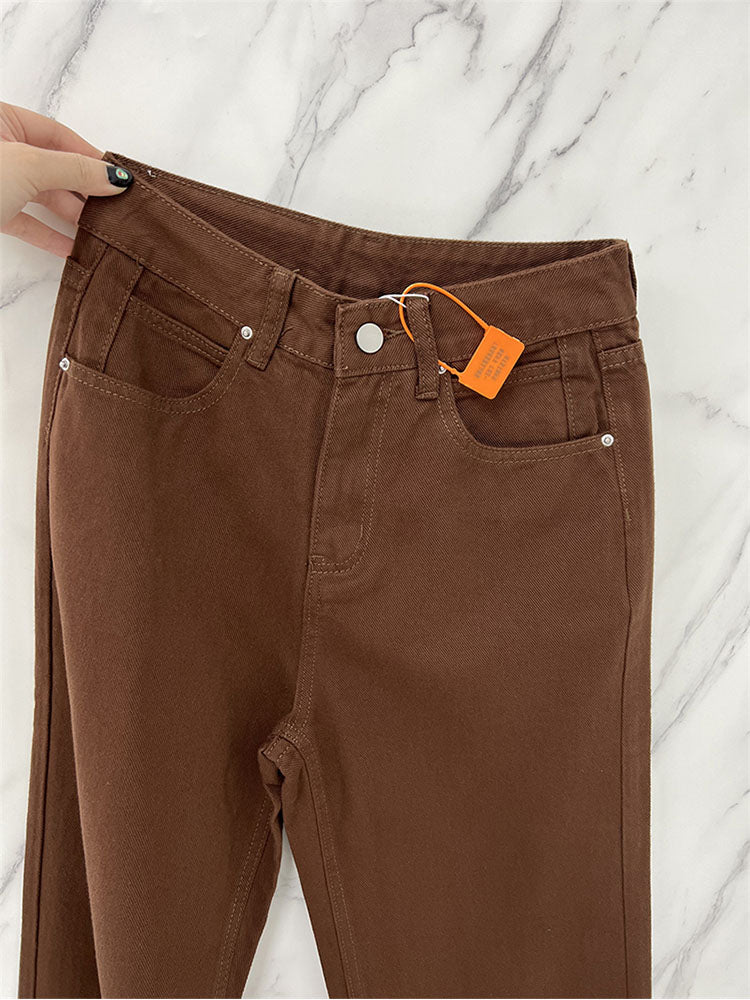 christmas outfit JazzHer Women's Wide Leg Jeans Star Pocket Vintage Straight Pants High Waist Baggy Streetwear Casual Brown Denim Trouser Ladies 2025