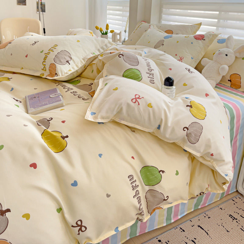 JazzHer Kids Bedding Set Cute Girls Boys Full Queen Size Duvet Cover Flat Sheet Pillowcase No Filler Kawaii New Design Home Bed Linens