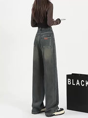 christmas outfit JazzHer Women's Grey Y2k Jeans Harajuku Japanese 2000s Style Baggy Denim Trousers Vintage Aesthetic Oversize Jean Pants Trashy Clothes