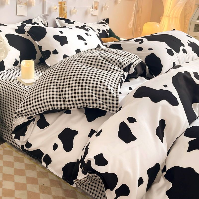JazzHer Ins Style Bedding Set Fashion Solid Color Washable Duvet Cover Without Comforter Pillowcases Sheet for Student Soft Home Textile