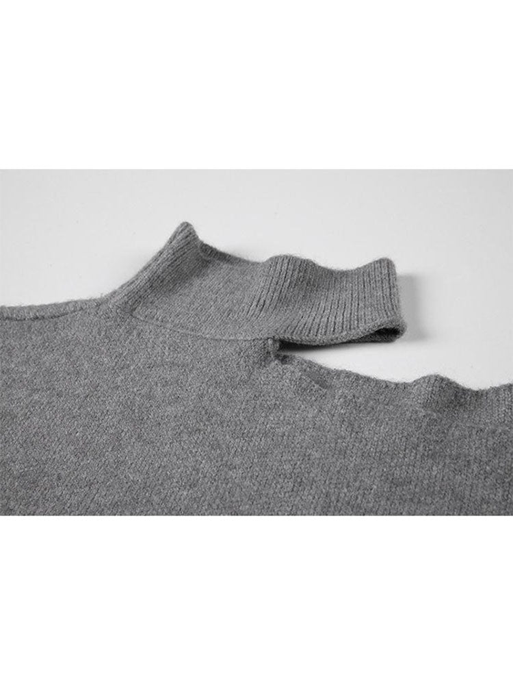 christmas outfit JazzHer Turtleneck Split Pullover Sweater And Knitwear Elegant Loose Sexy Design Long Sleeve 2025 Spring Street Korean Knitted Solid Top