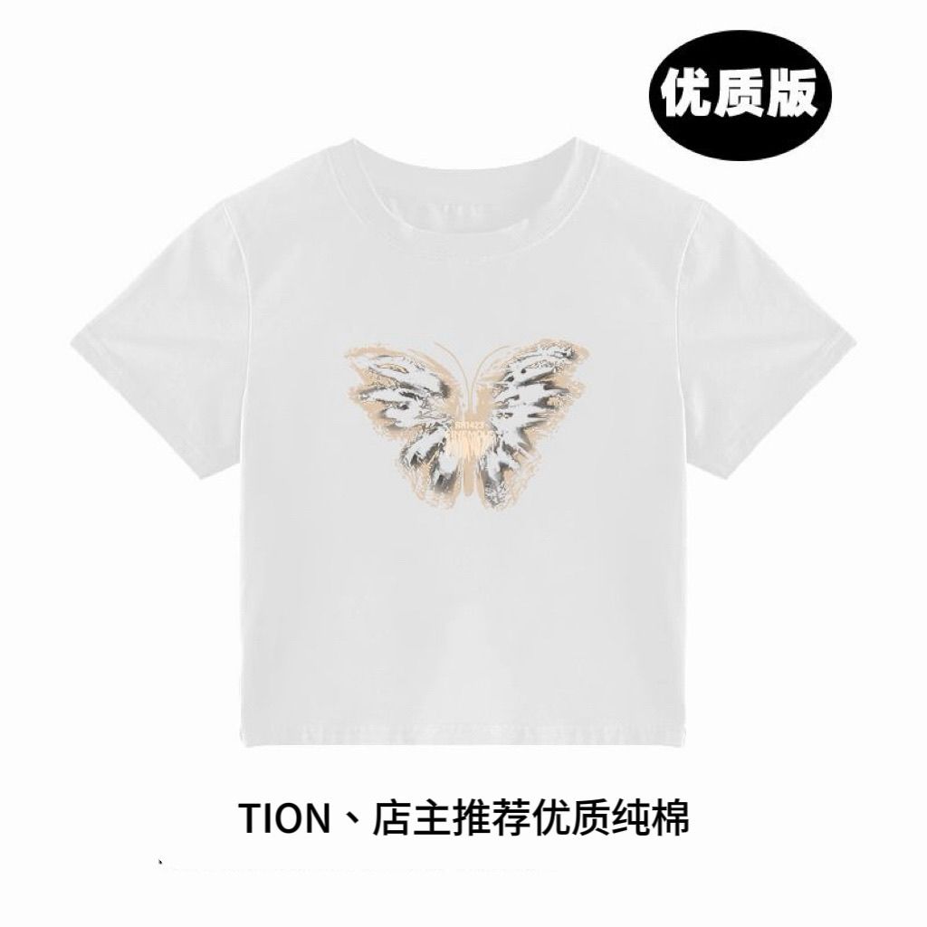 JazzHer Y2k Summer T shirts Cropped Tops Women Clothes Vintage 90s Short Sleeve Sexy O-Neck Punk Streetwewar Tee Goth Femme T shirt Top