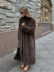 JazzHer Chic Women's Solid Winter Warm Faux Fur Long Coat Luxury Full Sleeve Thicken Loose Furry Jacket Female Thermal Streetwear 2024