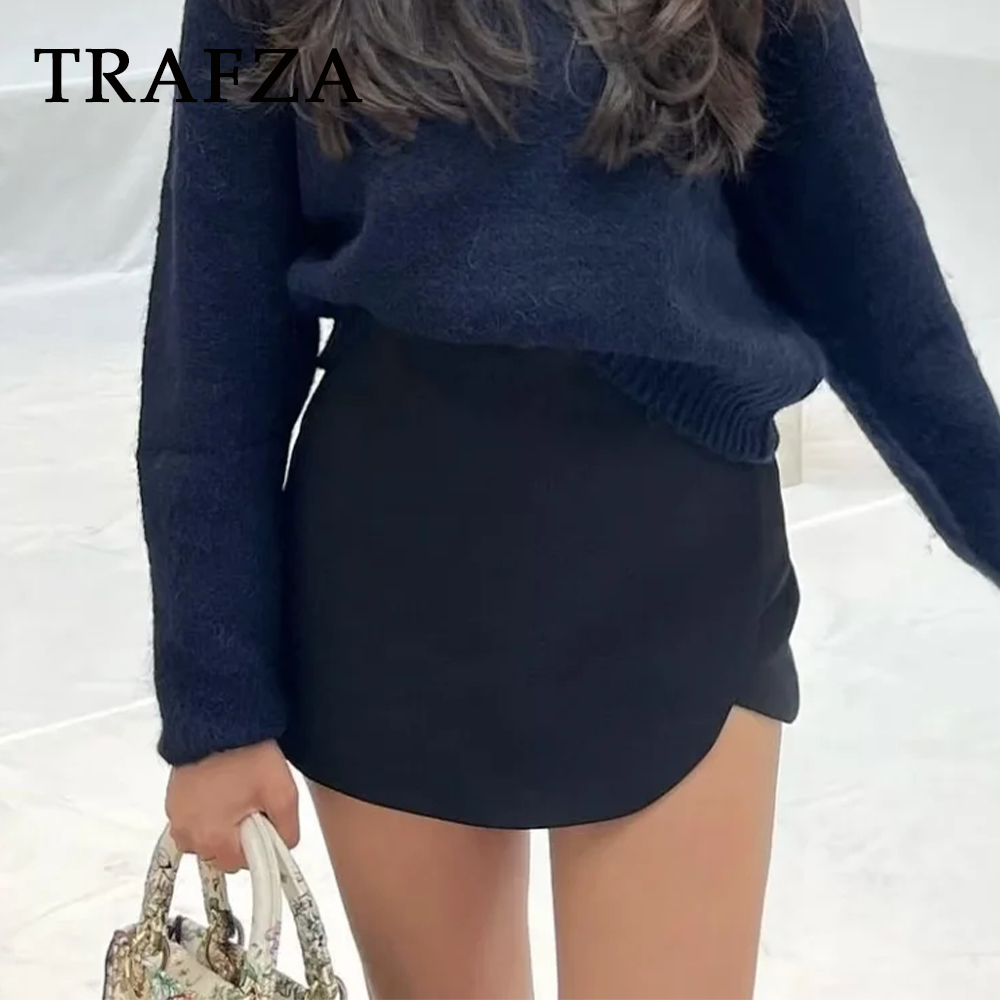 cold weather outfits JazzHer 2024 Autumn Winter Women Casual Mini Asymmetrical Skirts Shorts Fashion Sexy High Waist Solid Back Pockets Female Shorts