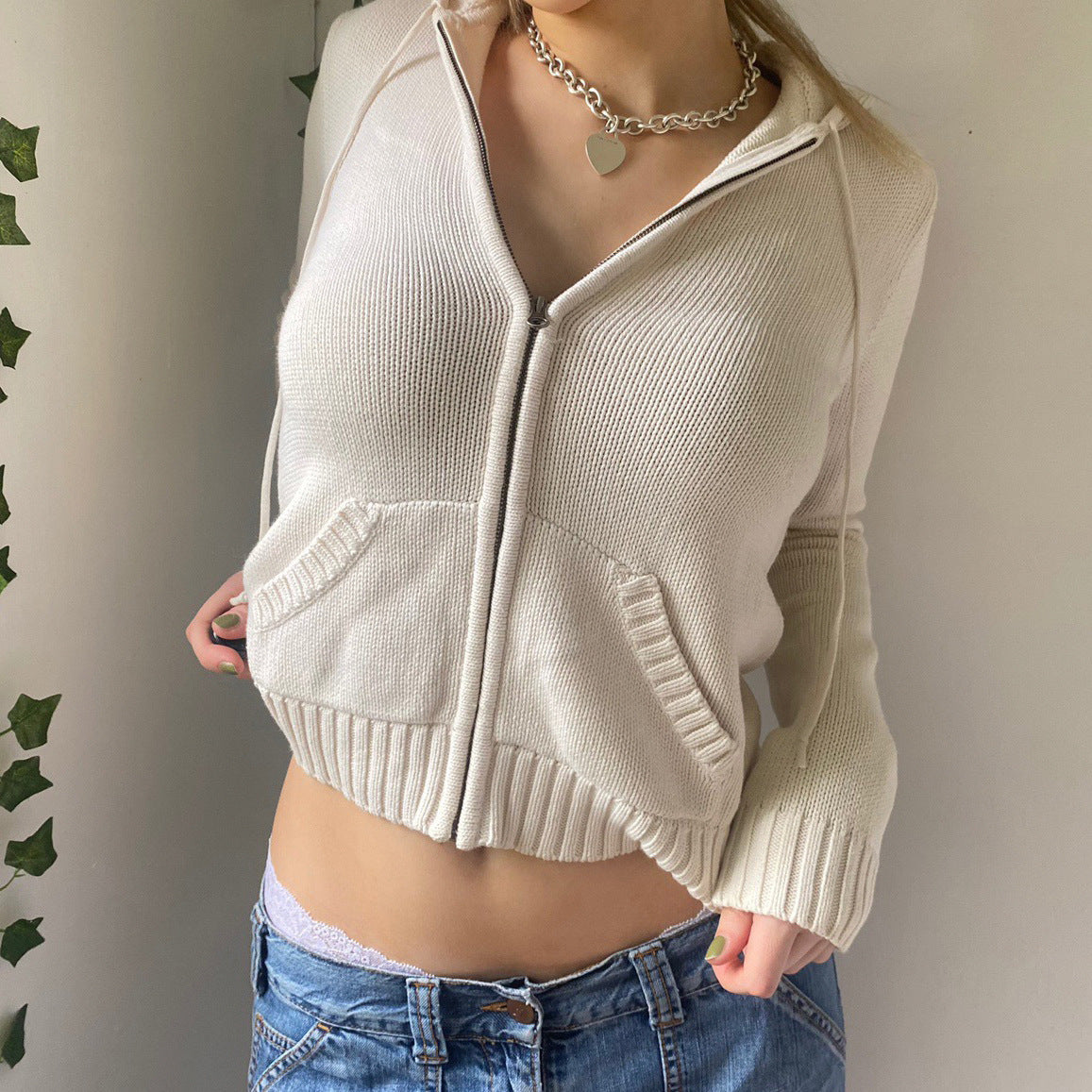 JazzHer Slim Zipper Casual Hooded Sweater