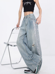 christmas outfit JazzHer Women's Light Blue Y2k Baggy Jeans Harajuku Japanese 2000s Style Denim Trousers Aesthetic Vintage Jean Pants Trashy Clothes 2025