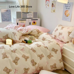 JazzHer Ins Cream Cherry Bedding Set Cartooon Fruit Duvet Cover Polyester high quality Linen Bedroom Decor Home Textile For Girls Kids