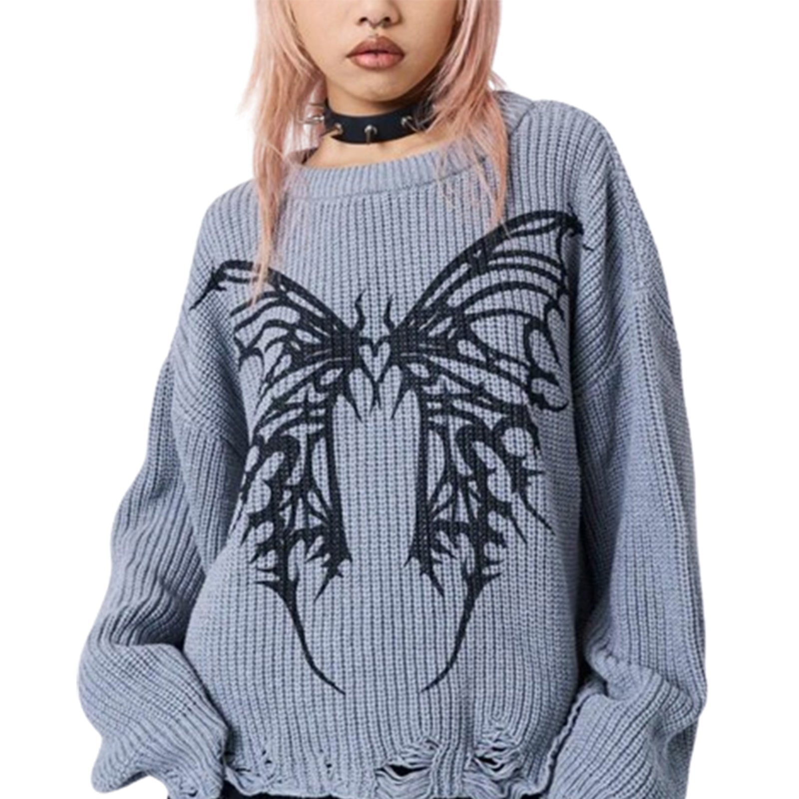 thanksgiving outfit JazzHer Women Knit Sweater Long Sleeve Crew Neck Butterfly Pullover Warm Sweater for Fall Winter