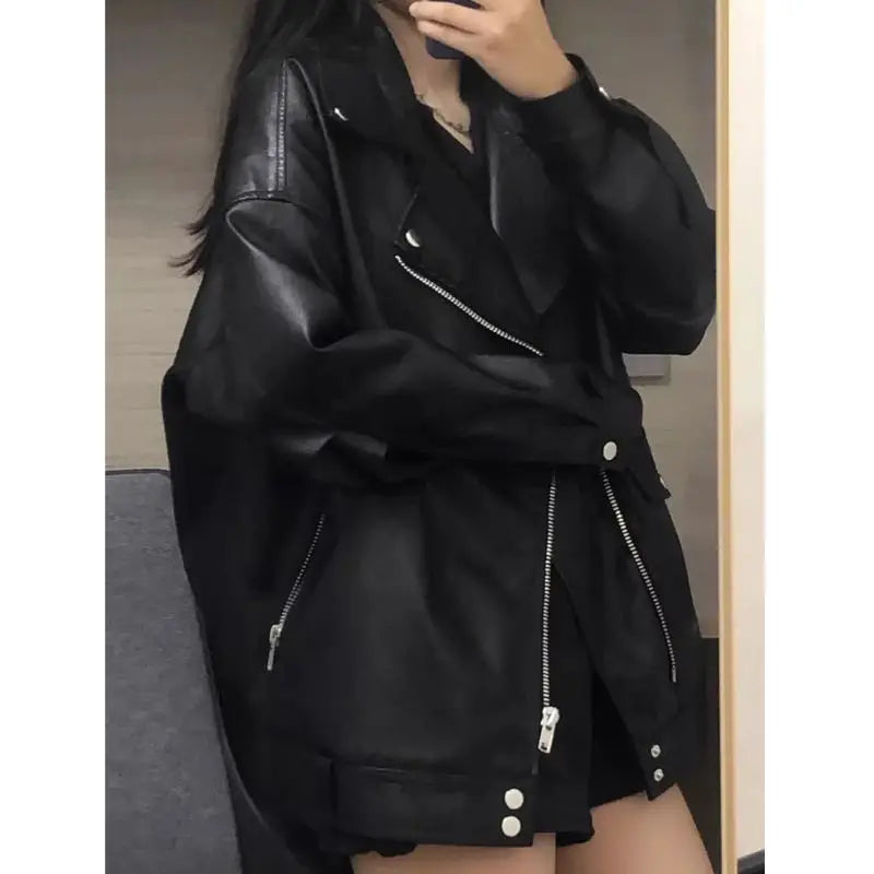 cold weather outfits JazzHer Maillard Leather Jacket Women's Autumn/winter Motorcycle Crop Top Black Cotton Thickened Vest Petite Size Fashion