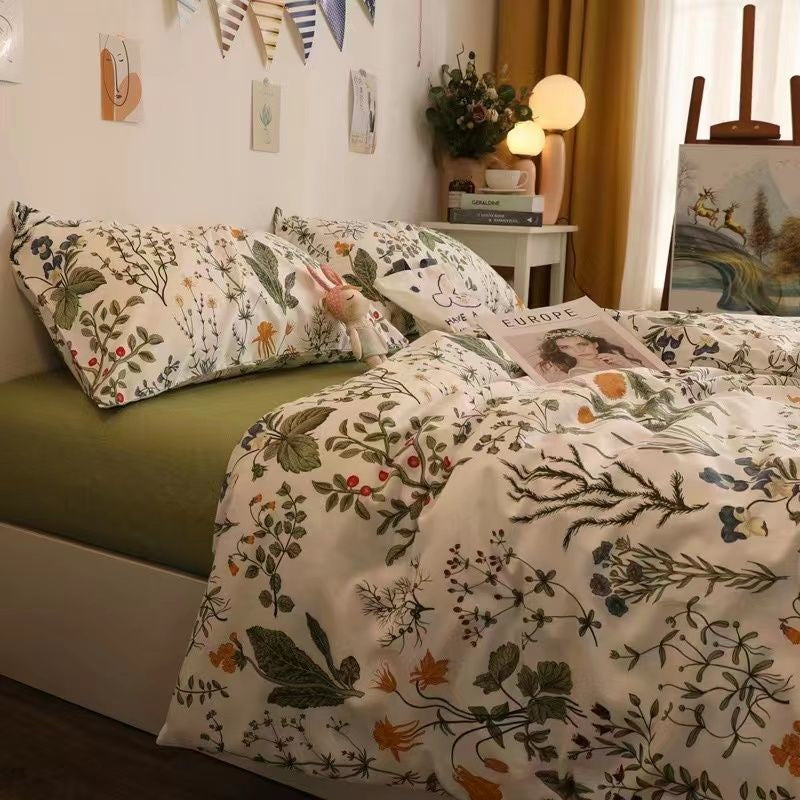 JazzHer Ins Cream Cherry Bedding Set Cartooon Fruit Duvet Cover Polyester high quality Linen Bedroom Decor Home Textile For Girls Kids