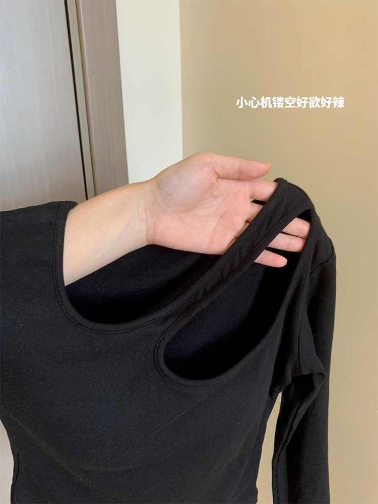 christmas outfit JazzHer Women's Black Gothic T-shirt Harajuku Korean 90s Aesthetic Y2k Tee Top Vintage Long Sleeve Emo T-shirts Emo 2000s Clothes 2025