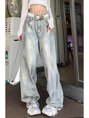 christmas outfit JazzHer Women's Grey Baggy Jeans Harajuku Oversize Denim Trousers Y2k Aesthetic Vintage Japanese 2000s Style Jean Pants Trashy Clothes