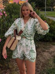 JazzHer Woman 2 Pieces Shorts Sets 2024 New Fashion Embroidery Short Blouse Summer Women Suit Shorts Two Piece Set Womens Outfits