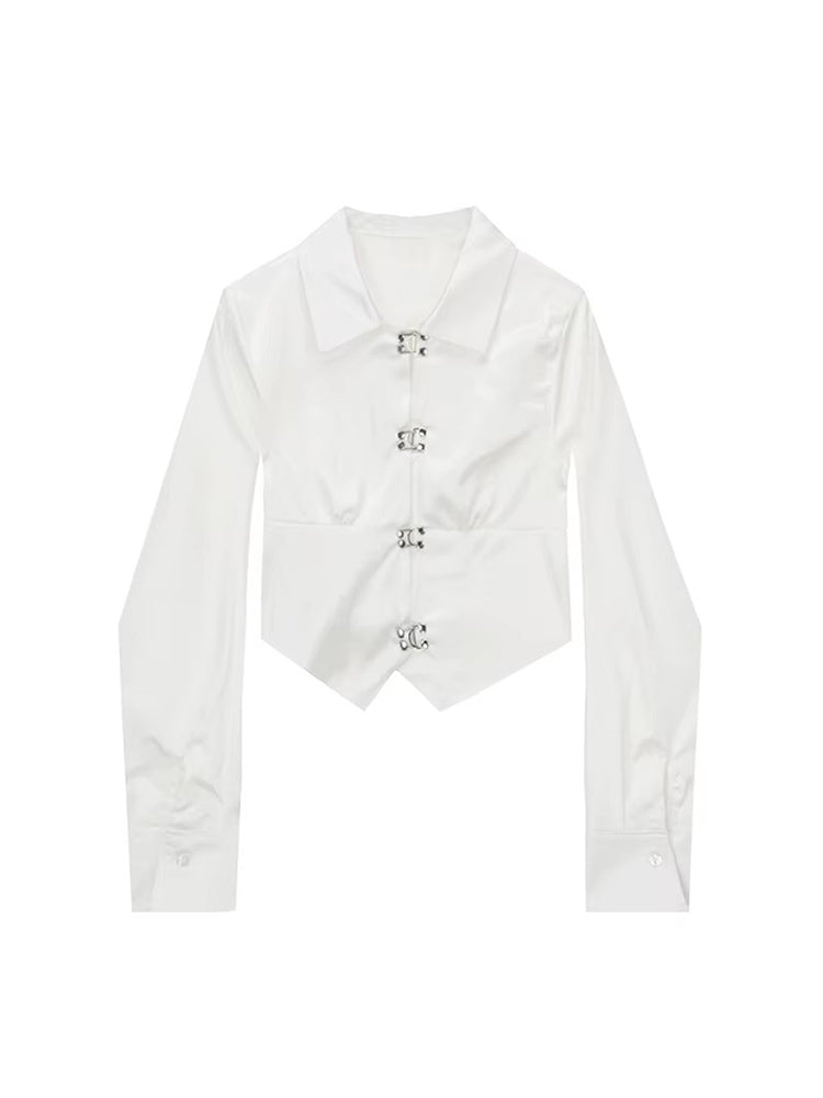 christmas outfit JazzHer Women's White Shirt Vintage Long Sleeve Single Breasted Loose Office Ladies Female Elegant Slim All-match Blouses Chic Top Short