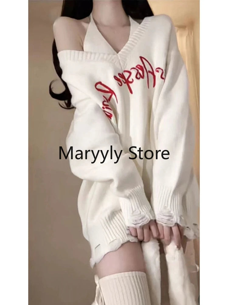 JazzHer 2025 Autumn Elegant Knitted Sweater Dress Women Casual Long Sleeve Y2k Korean Style Outwear 2 Piece Dress Set Party Pullover