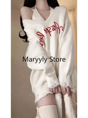 JazzHer 2025 Autumn Elegant Knitted Sweater Dress Women Casual Long Sleeve Y2k Korean Style Outwear 2 Piece Dress Set Party Pullover