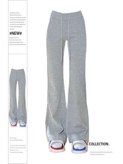 christmas outfit JazzHer Women Grey Oversize Sweatpants Y2k Retro 2000s High Waist Baggy Jogger Trousers Harajuku Streetwear Wide Leg Flare Pants Clothes