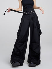 christmas outfit JazzHer Women's Black Gothic Y2k Cargo Pants 90s Streetwear Aesthetic Parachute Pants Vintage Harajuku High Waist Emo Trousers Clothes