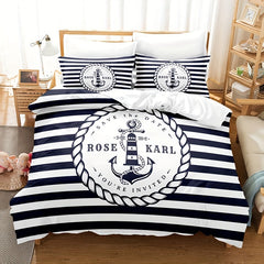 JazzHer 3pcs Duvet Cover Set, Digital Printing Ship's Anchor Bedding Set, Soft Comfortable Duvet Cover, For Bedroom, Guest Room