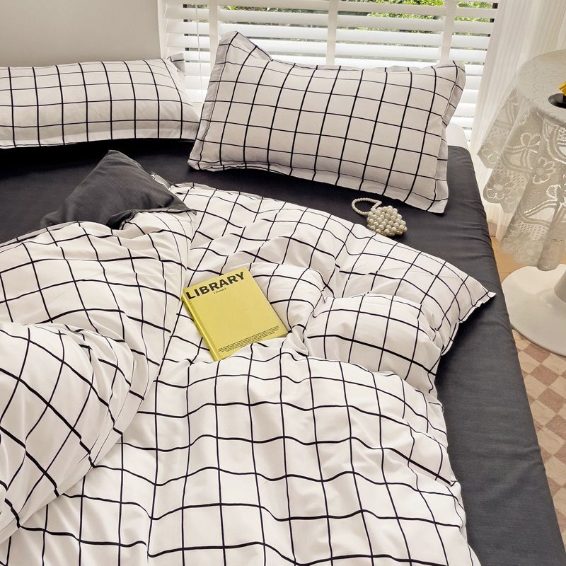 JazzHer Cute Rabbit Bedding Set No Filling Pink Blue Boys Girls Favorite Single Double Duvet Cover Flat Sheet Pillowcase Kit New 2024