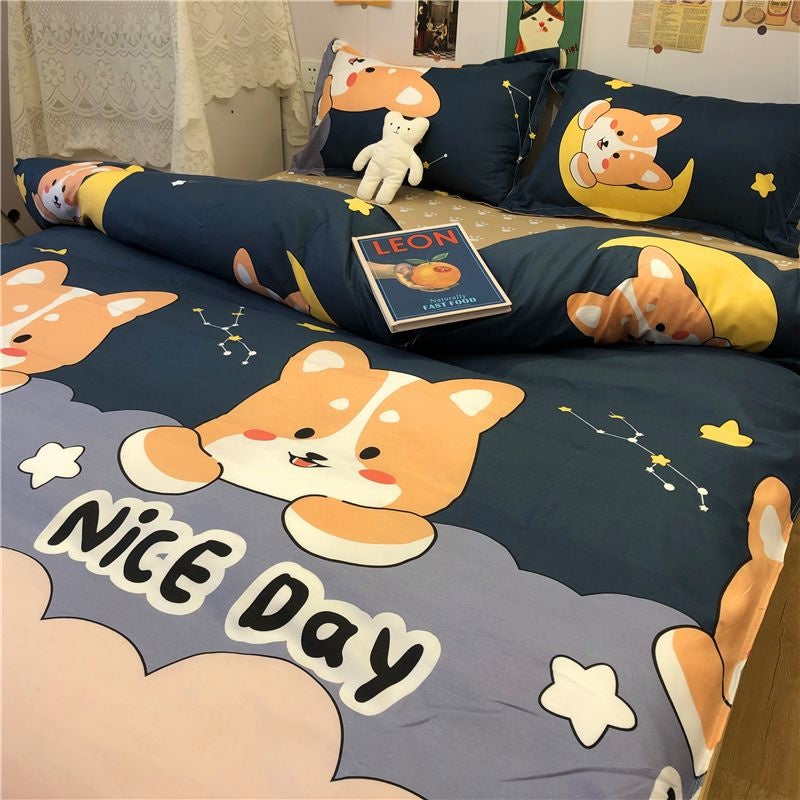 JazzHer Ins Style Fashion Butterfly Bedding Set For Girls Boys Double Size Flat Sheet Duvet Cover Pillowcase Bed Linen Home Textile