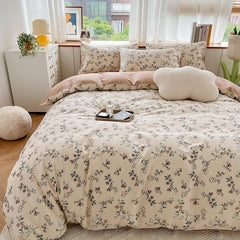 JazzHer Floral Ins Bedding Set Cotton Made No Filler Duvet Cover Flat Sheet Pillowcase Single Queen Size Soft BedSpread Home Textile