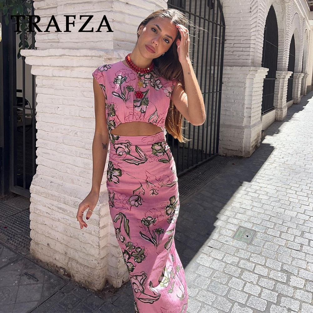 cold weather outfits JazzHer 2024 Spring Summer Sexy Women Print Flower Dresses Fashion Elegant O Neck Slim Hollow Out Pencil Dresses Chic Party Dress