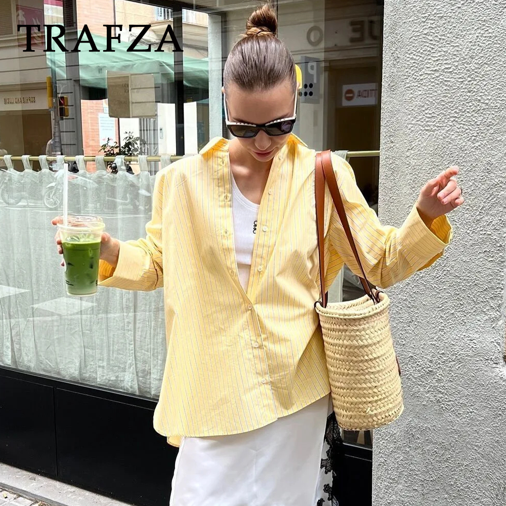 cold weather outfits JazzHer 2024 Spring Summer Casual Striped Women Shirts Fashion Vintage Turn-down Collar Single Breasted Thin Ladies Shirts