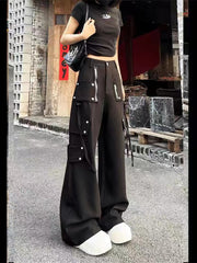 christmas outfit JazzHer Women's Black Gothic Y2k Cargo Pants Harajuku Aesthetic Pants Japanese 2000s Style Vintage Trousers Fashion Emo Trashy Clothes