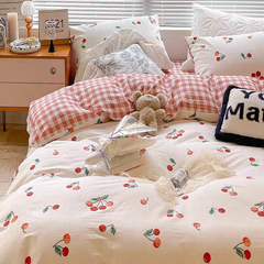 JazzHer Cute Cherry Duvet Cover Set with Pillowcase Soft Summer Thin Flat Sheet Floral Boys Girls Queen Full Size Home Bedding Kit