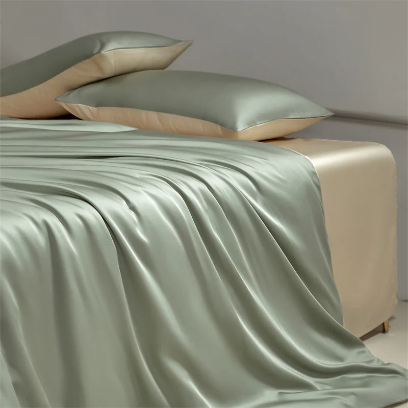 JazzHer Four piece set of natural silk solid color bedding, ice silk smooth nude sleeping bedding