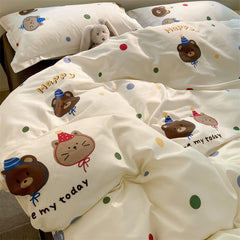 JazzHer Kids Duvet Cover Set with Zipper Girl Boys Favorite Flat Sheet Pillowcases No Filler Hotel Twin Queen Size Cute Soft Bedding Set