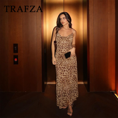 cold weather outfits JazzHer 2024 Spring Summer LEOPARD Elegant Women Dresses Fashion Nightclub Camisole Sleeveless V Neck Slim Mesh Ladies Dresses