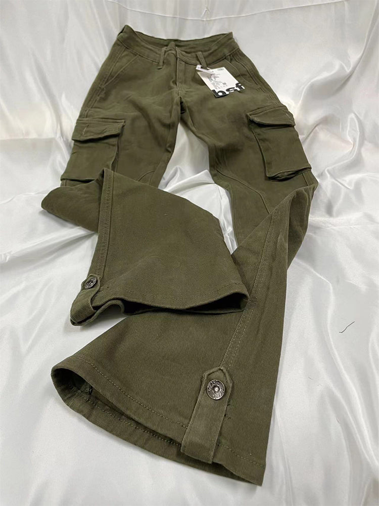 christmas outfit JazzHer Women's Vintage Army Green Cargo Pants 90s Aesthetic Baggy Denim Trouser Korean 2000s Y2k High Waist Wide Leg Jeans Clothes 2025