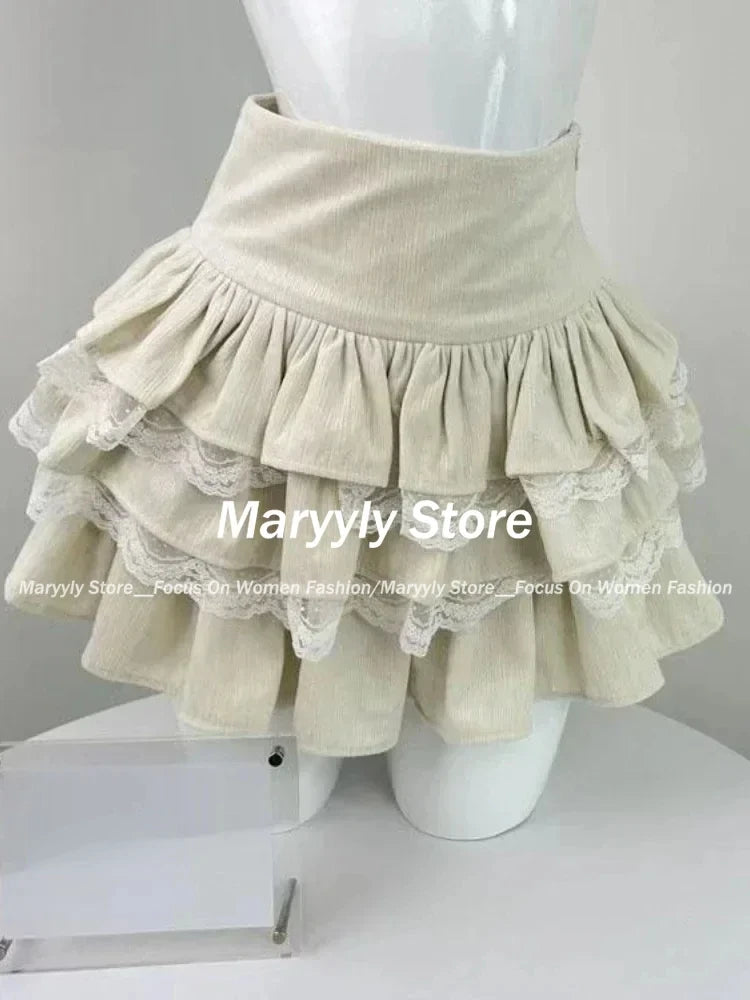 JazzHer Autumn Winter Sweet Fashion Skirt Suit Woman Elastic Bow Knitted Sweater Tops + Y2k High Waist Mini Skirt 2 Piece Set 2025 New
