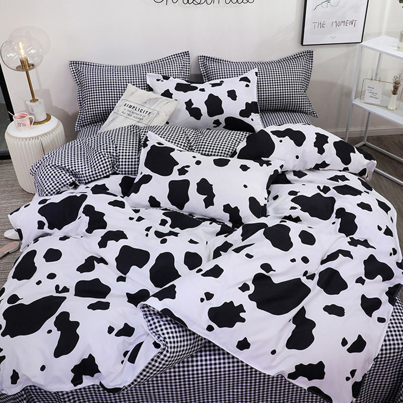 JazzHer Ins Nordic Black Dot Bedding Set Flat Bed Sheet Duvet Cover Twin Full Queen Nordic Bed Linen Boy Girl Bedding Sets