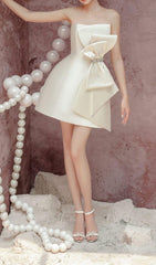 JazzHer Simple Sheath Strapless Ivory Satin Homecoming Dress (PRE-ORDER)