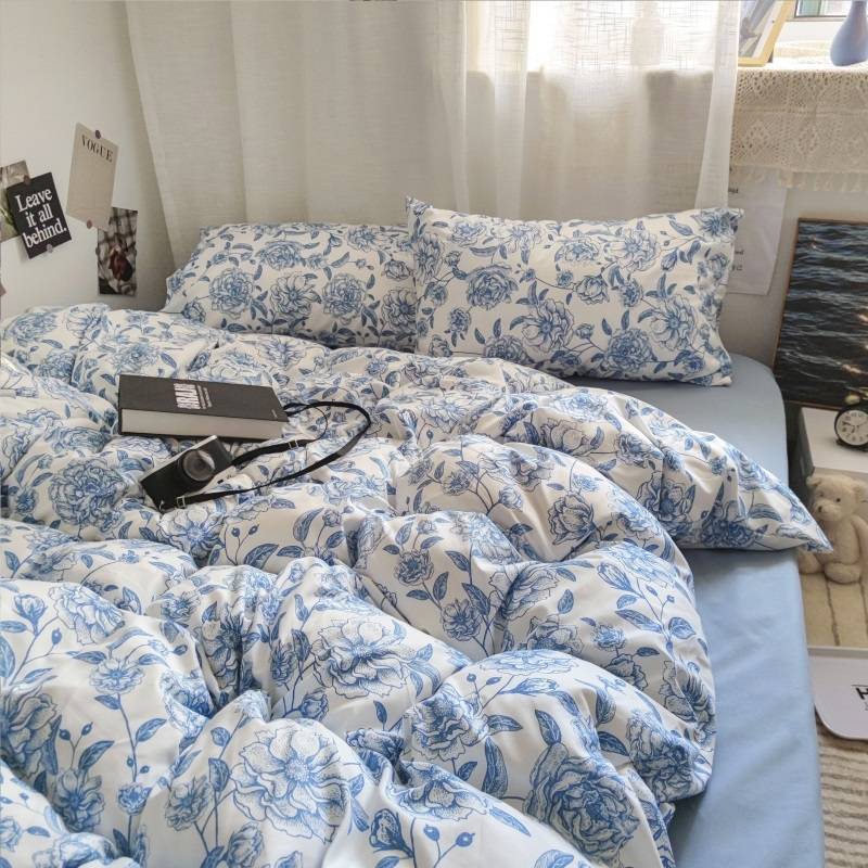 JazzHer Cute Bedding Set Fashion Single Double Size Flat Sheet Duvet Cover Pillowcase Soft Microfiber Boys Girls Bed Linen