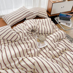 JazzHer Nordic Sling Bed 150 Bedding Sets Stripes Duvet Cover Set Quilt Cover Bed Sheet Quilt Sets Queen Size  Comforter Sets