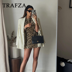 cold weather outfits JazzHer 2024 Spring Summer Women LEOPARD Sexy Dresses Fashion Nightclub O Neck Slim Sleeveless Print Elegant Ladies Mini Dresses