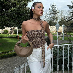 cold weather outfits JazzHer 2024 Spring Summer Streetwear LEOPARD Print Women Suits Fashion Strapless Sleeveless Tops+Chic Elegant Pencil Long Skirts