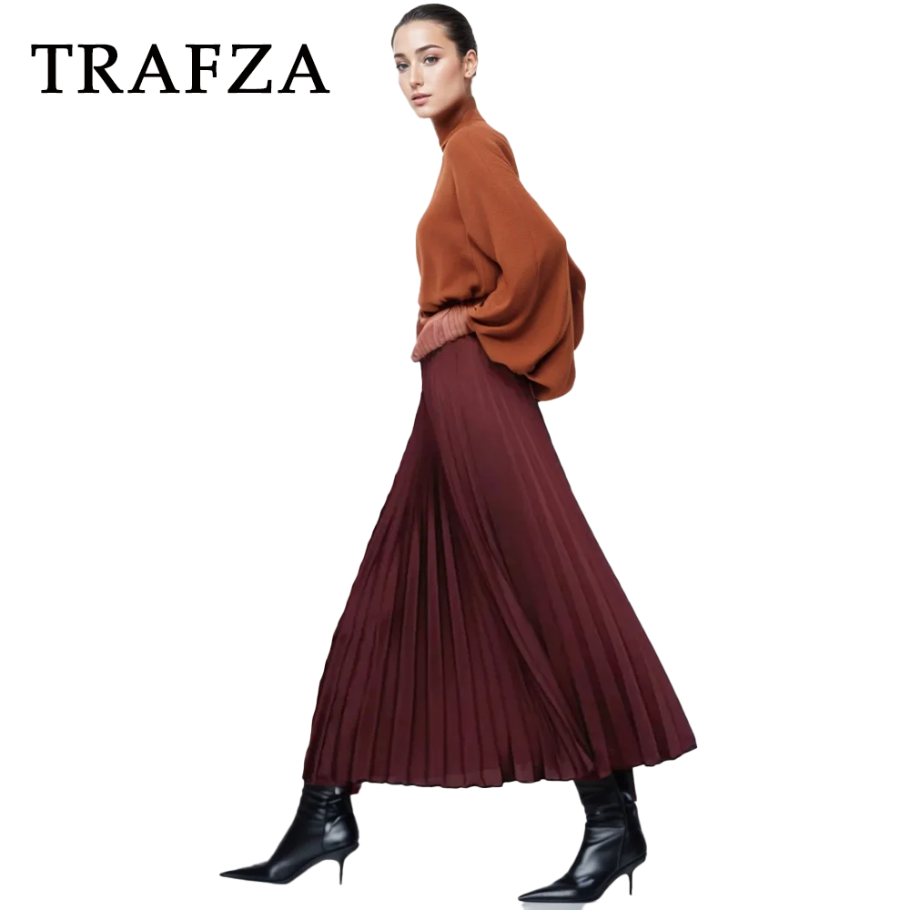 cold weather outfits JazzHer 2024 Spring Summer Casual Folds Long Skirts Fashion Vintage Solid Satin Oversized High Waist Chic Elegant Lady Skirts