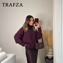 cold weather outfits JazzHer 2024 Autumn Winter Women Basics Knitted Sweaters Fashion Casual Turtleneck Thick Warm Solid Pullover Ladies Sweaters