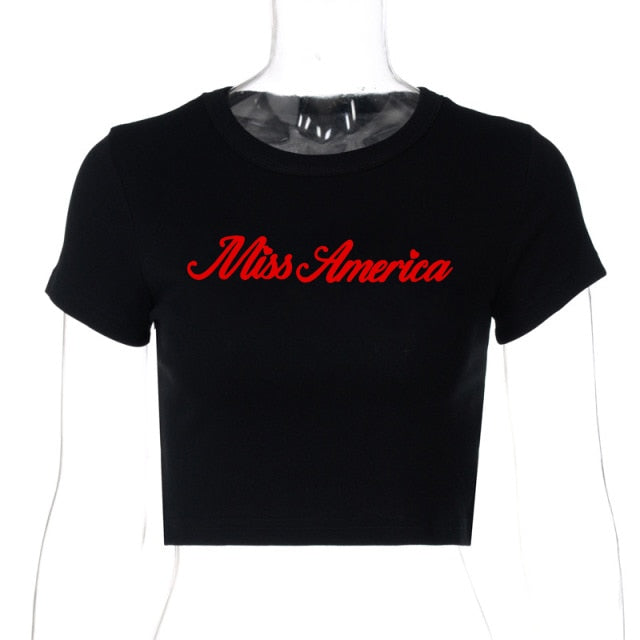 JazzHer Gothic Fairycore Crop Tops Aesthetic Cute Print Streetwear Women Tee Y2k Clothes Punk Grunge Sexy Vinatge Slim Baby Tee