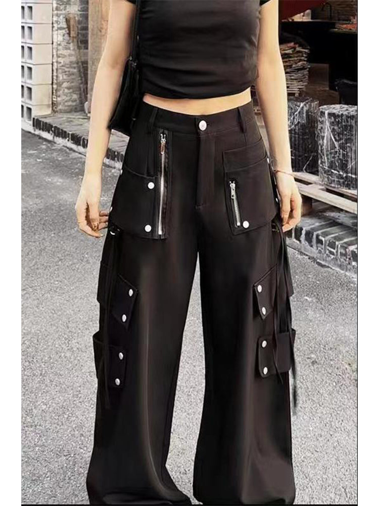 christmas outfit JazzHer Women's Black Gothic Y2k Cargo Pants Harajuku Aesthetic Pants Japanese 2000s Style Vintage Trousers Fashion Emo Trashy Clothes