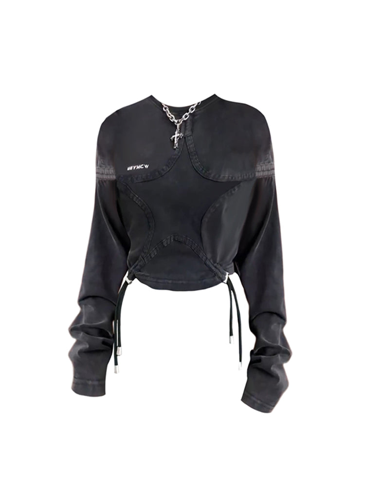 christmas outfit JazzHer Women Black Gothic T-Shirt Harajuku Long Sleeve T Shirt Korean Y2k Vintage 2000s Aesthetic Fashion Oversize Tee Top 2025 Autumn