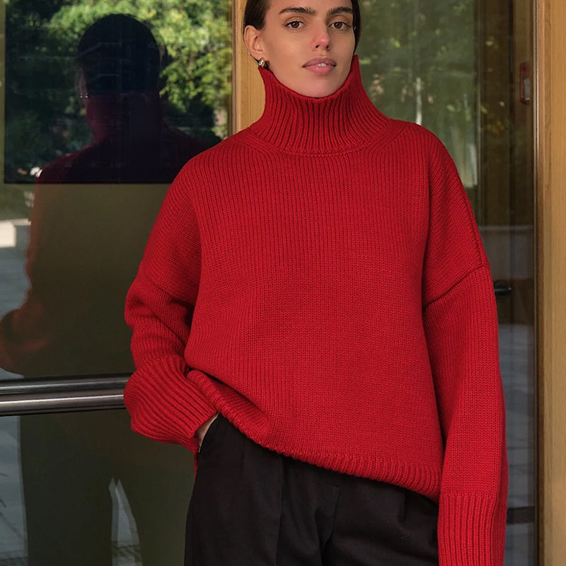 thanksgiving outfit JazzHer Oversized Knitted Turtleneck Sweater Women Casual Pullovers Long Sleeve Top Thick Sweaters Female 2024 Autumn Winter Jumper Lady