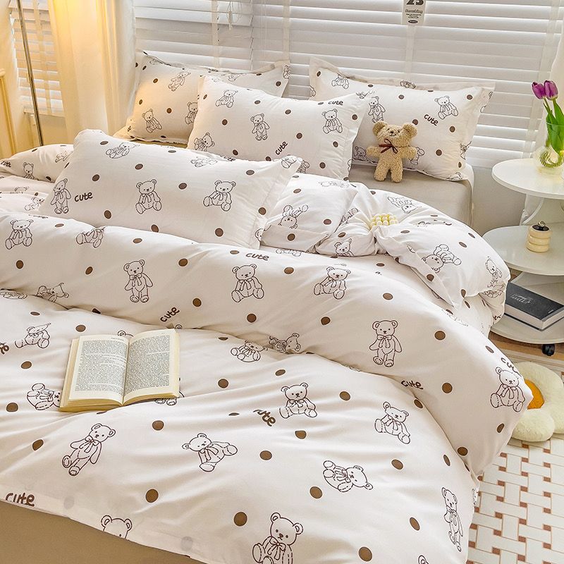 JazzHer Fashion Duvet Cover Kit Ins Korean Style Bed Sheet Pillowcases No Filling Spring Autumn Universal Bedding Set New Home Textile