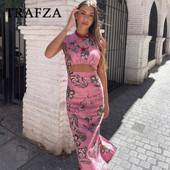 cold weather outfits JazzHer 2024 Spring Summer Sexy Women Print Flower Dresses Fashion Elegant O Neck Slim Hollow Out Pencil Dresses Chic Party Dress