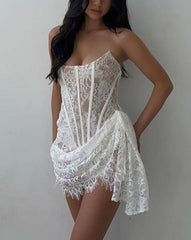 JazzHer Lace Corset Mini Dress